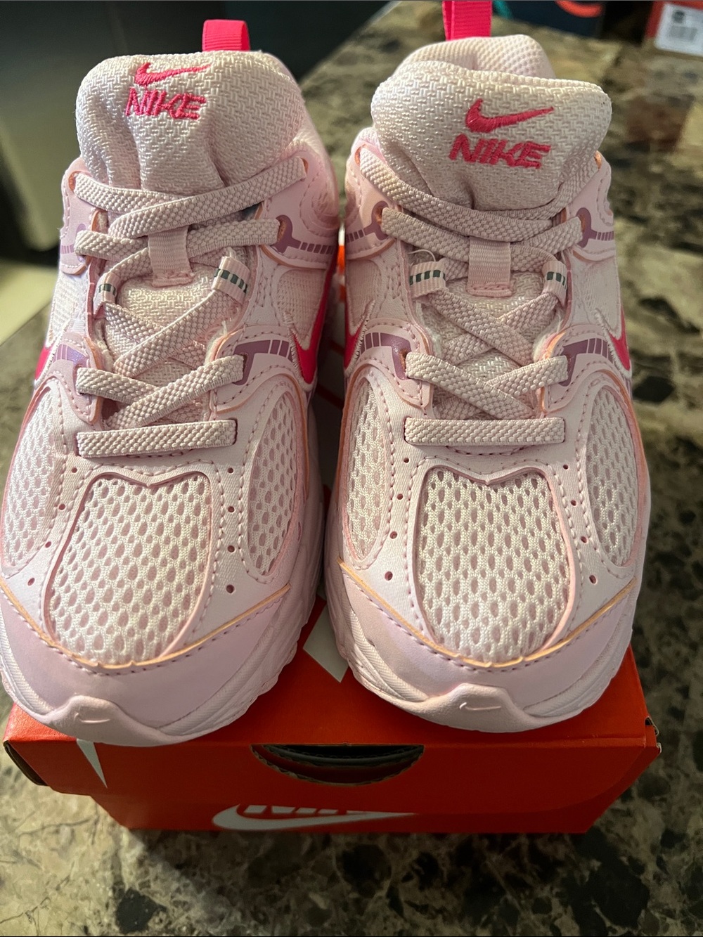 Nike Kids Light Pink and Hot Pink Mesh Sneakers